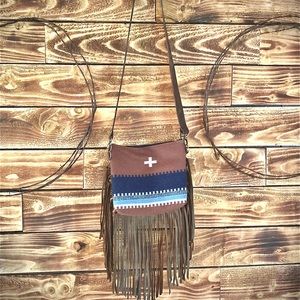 Wool and fringe crossbody